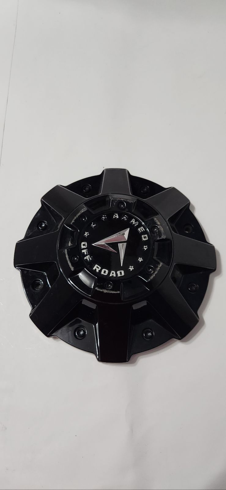 Armed Off Road #C-864-7 CENTER CAP  Gloss Black w/ WHITE Star Wheel Center Cap