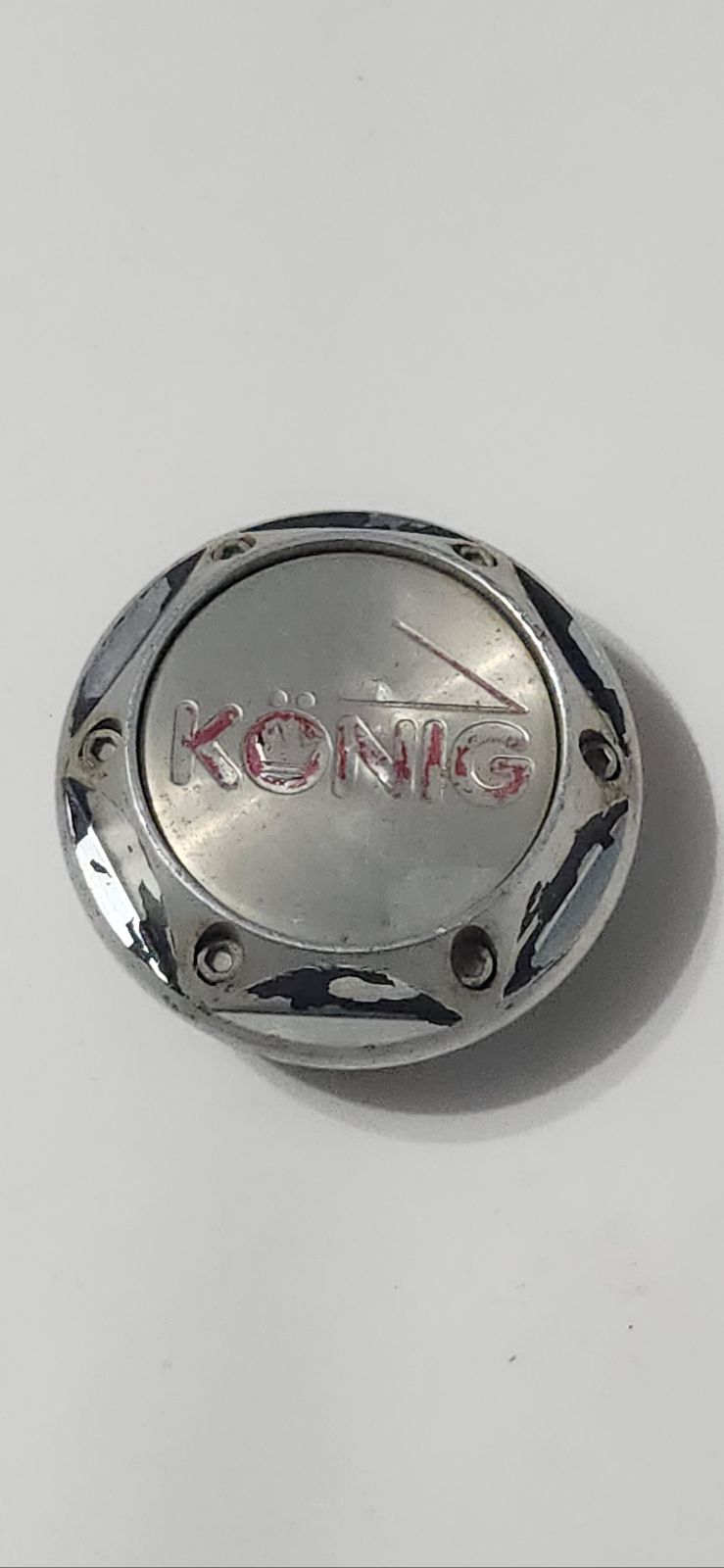 KONIG Brushed Aluminum w/ Red logo Wheel Center Cap Hub Cap